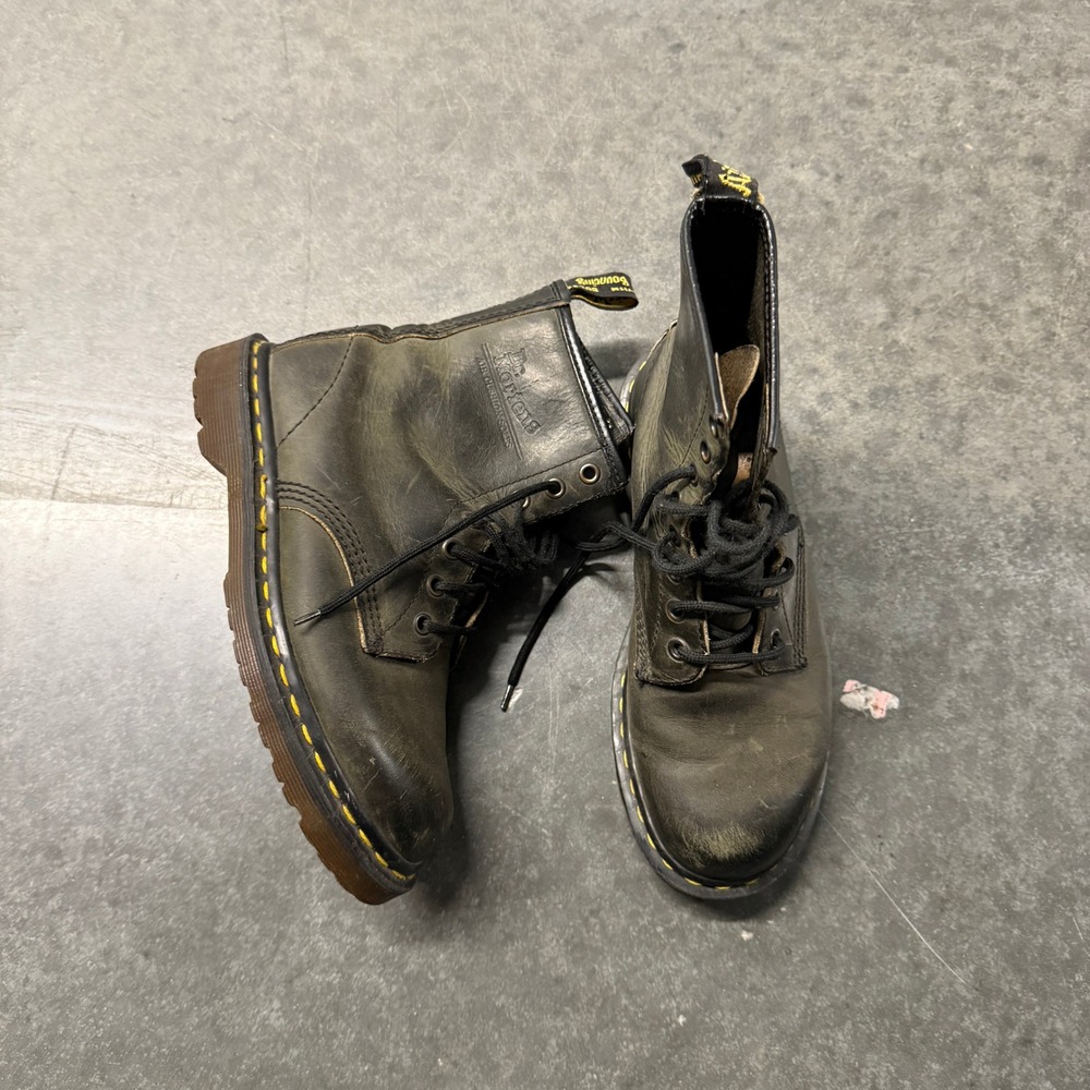 Dr. Martens 1460 Made in England Vintage Distressed Leather Boots Olive Green